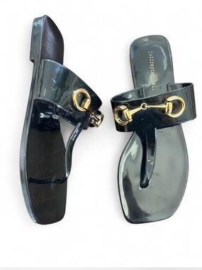 Anthropologie Jeffrey Campbell Black Lil Bit Jelly Thong Sandals